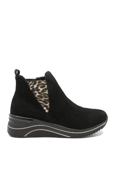Imagine Ghete ankle negre, din piele întoarsă REMD0T75-04