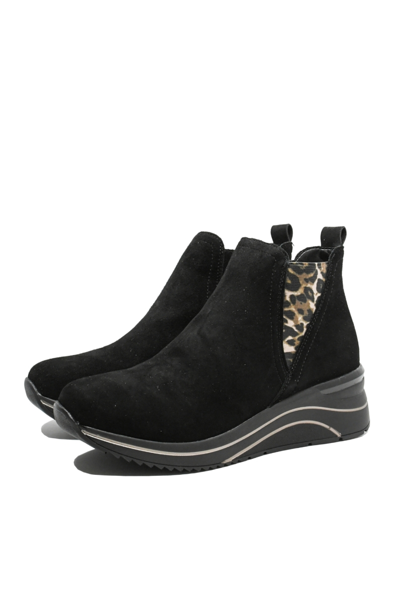Imagine Ghete ankle negre, din piele întoarsă REMD0T75-04