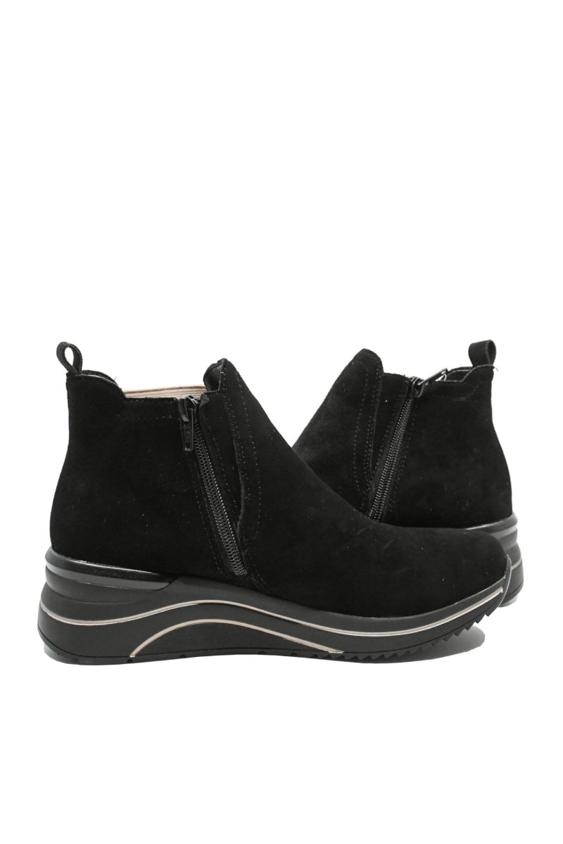 Imagine Ghete ankle negre, din piele întoarsă REMD0T75-04