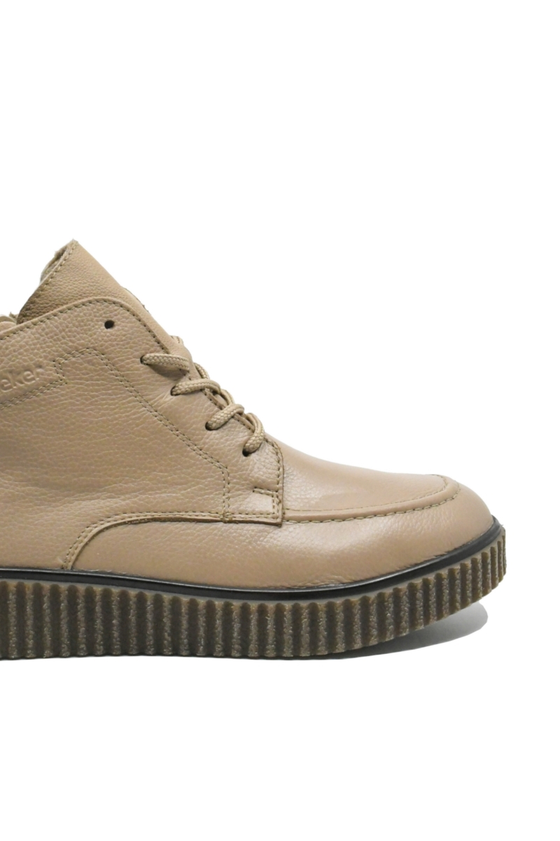 Imagine Ghete joase cu șiret bej din piele naturală cu aspect granulat RIKY4304-20