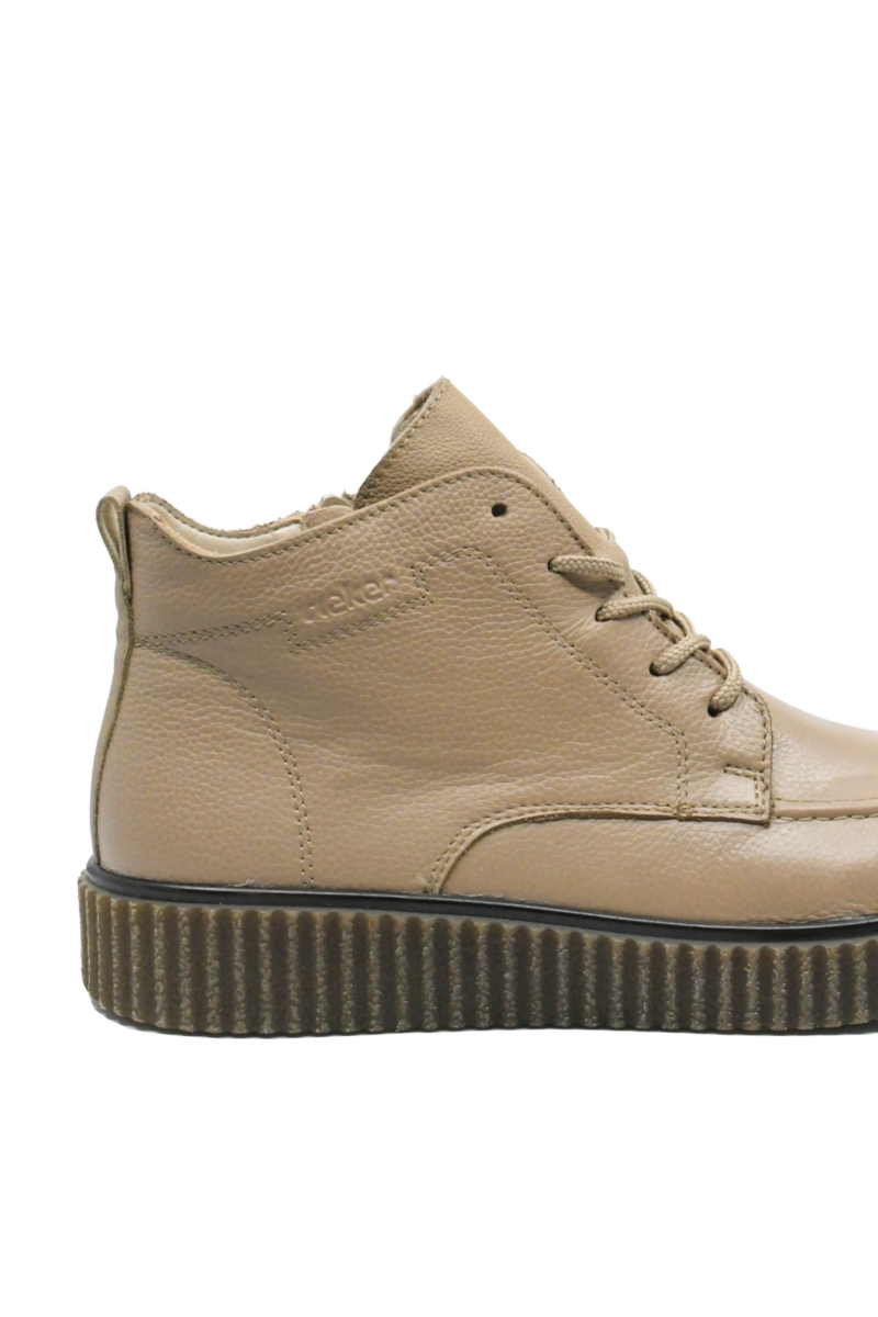 Imagine Ghete joase cu șiret bej din piele naturală cu aspect granulat RIKY4304-20