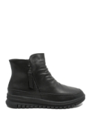 Imagine Ghete ankle cu două fermoare, negre, din piele naturală FLG1066