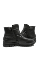 Imagine Ghete ankle cu două fermoare, negre, din piele naturală FLG1066