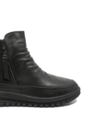 Imagine Ghete ankle cu două fermoare, negre, din piele naturală FLG1066