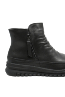 Imagine Ghete ankle cu două fermoare, negre, din piele naturală FLG1066