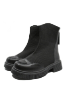 Imagine Ghete platformă negre din piele naturală cu carâmb textil FLG7199