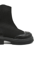 Imagine Ghete platformă negre din piele naturală cu carâmb textil FLG7199