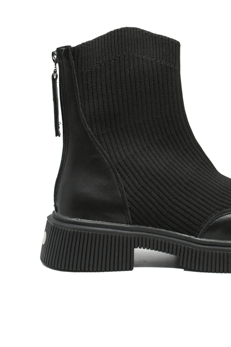Imagine Ghete platformă negre din piele naturală cu carâmb textil FLG7199