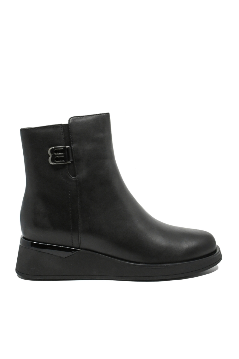 Imagine Botine damă wedge, negre din piele naturală FLGH1102