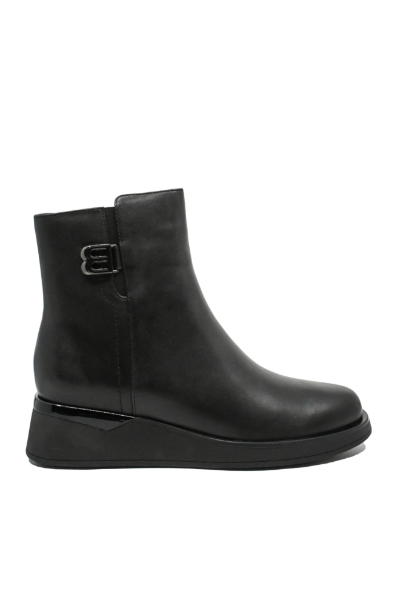 Imagine Botine damă wedge, negre din piele naturală FLGH1102