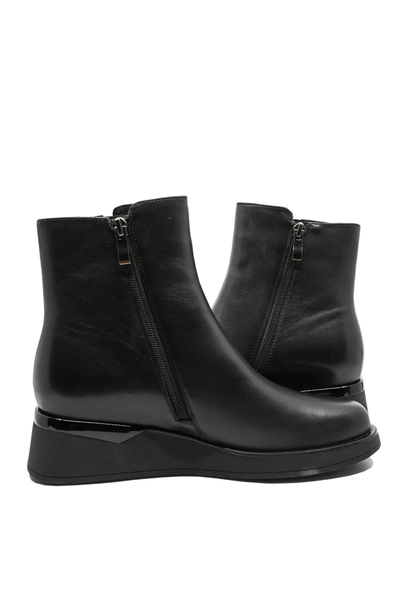 Imagine Botine damă wedge, negre din piele naturală FLGH1102