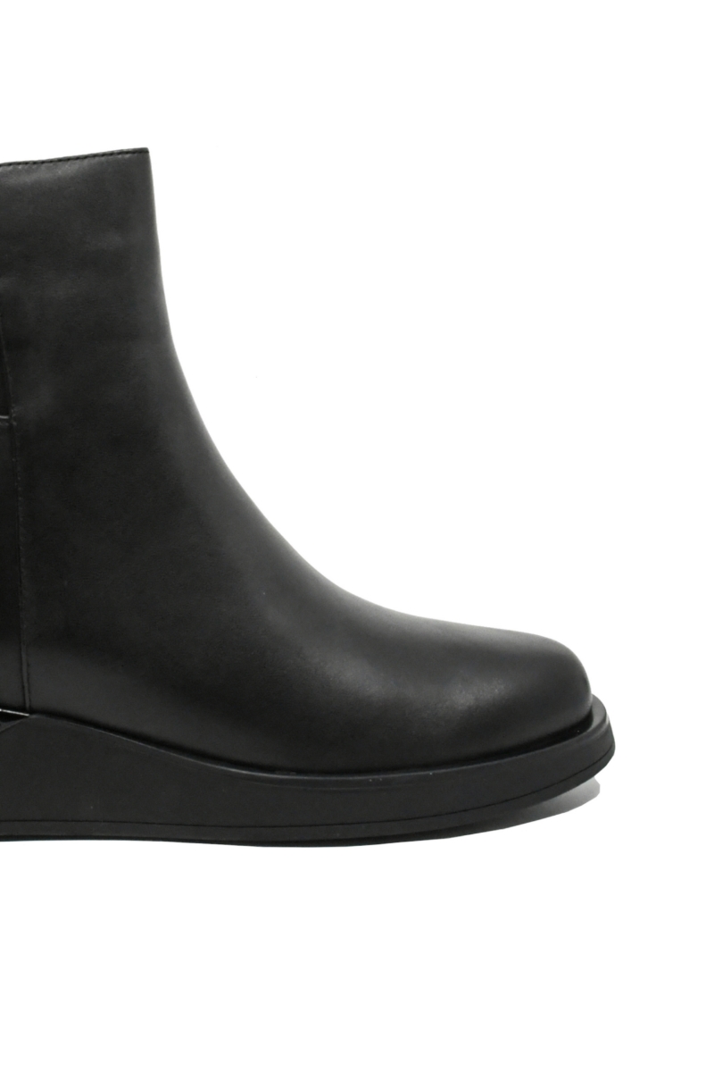 Imagine Botine damă wedge, negre din piele naturală FLGH1102
