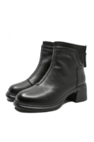 Imagine Ghete ankle negre din piele naturală, cu inserție textilă FNX6631-2