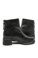 Imagine Ghete ankle negre din piele naturală, cu inserție textilă FNX6631-2