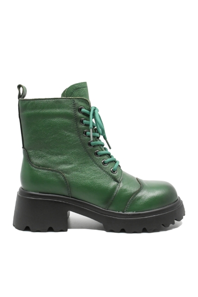 Imagine Ghete damă cu talpa masivă, green din piele naturală FNX79156