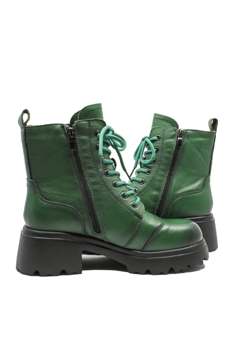 Imagine Ghete damă cu talpa masivă, green din piele naturală FNX79156