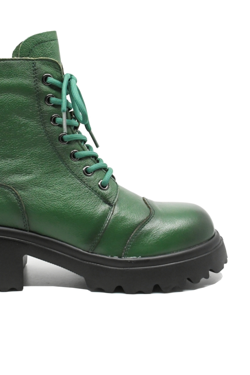 Imagine Ghete damă cu talpa masivă, green din piele naturală FNX79156