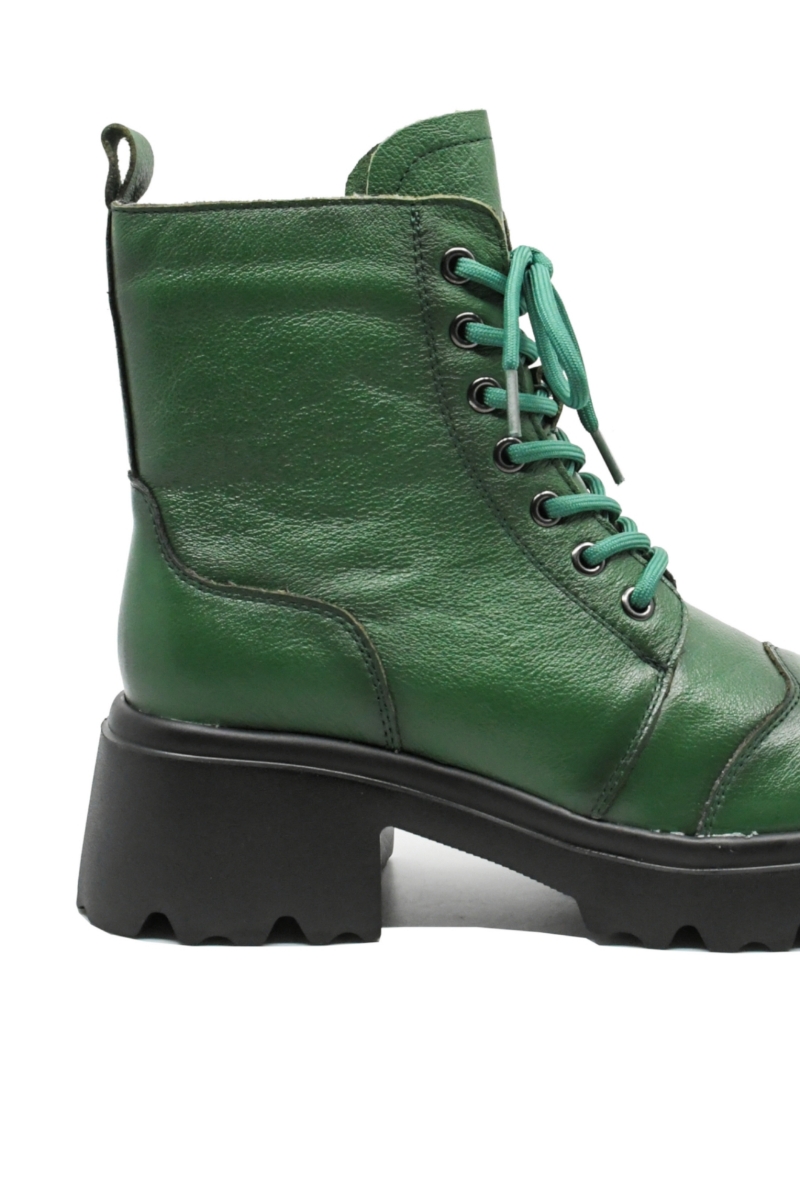 Imagine Ghete damă cu talpa masivă, green din piele naturală FNX79156