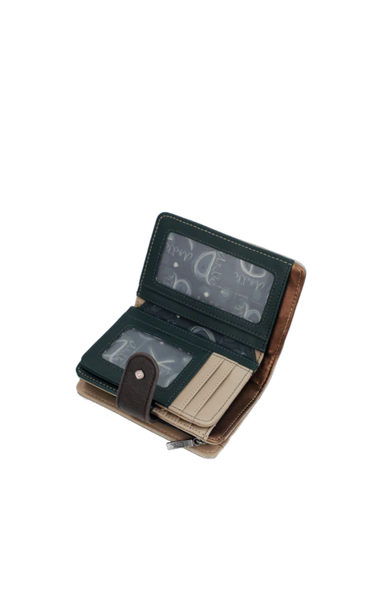 Imagine Portofel mediu RFID, cu fermoar și clapetă, kaki, colecția Real, 41709-902