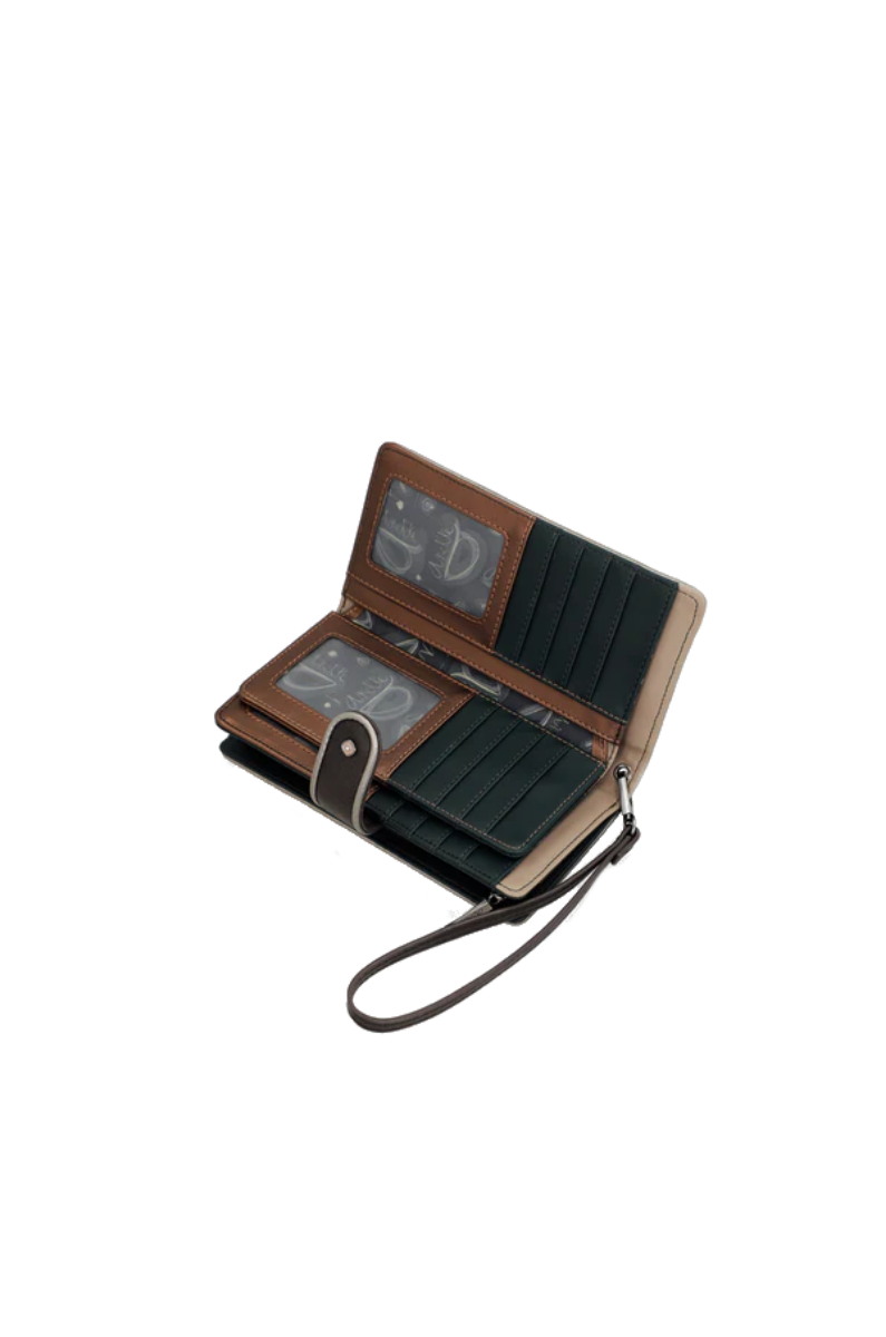 Imagine Portofel mare RFID, cu fermoar și clapetă, kaki, colecția Real, 41709-901