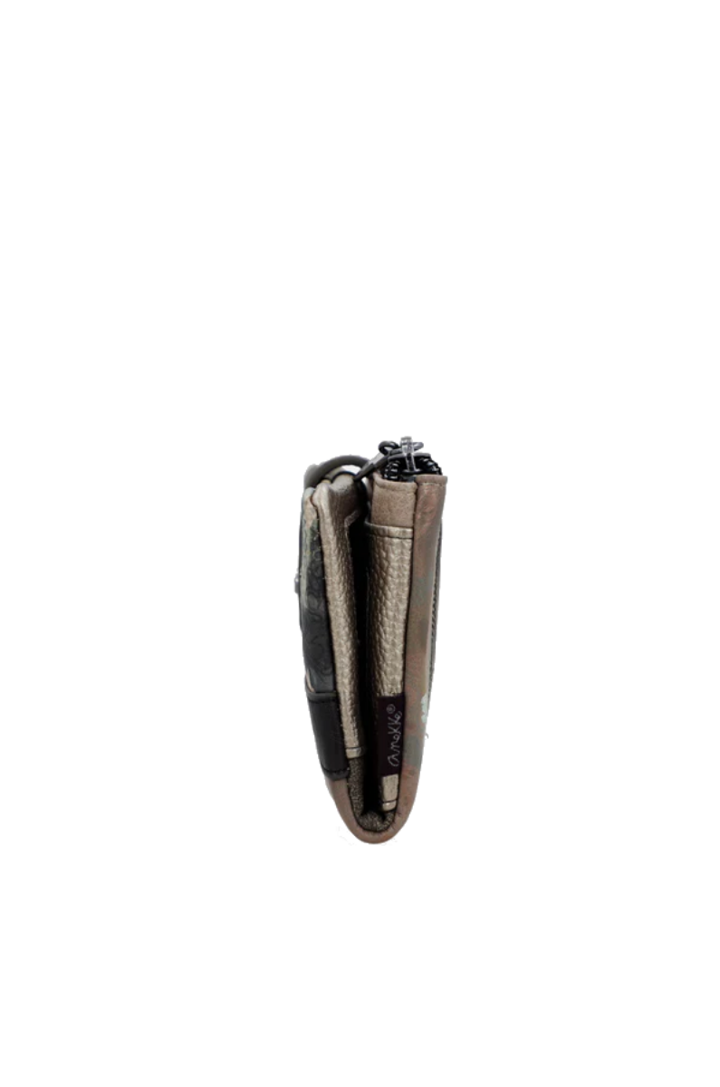 Imagine Portofel flexibil mare RFID, cu fermoar și clapetă, kaki, colecția Real, 41709-907