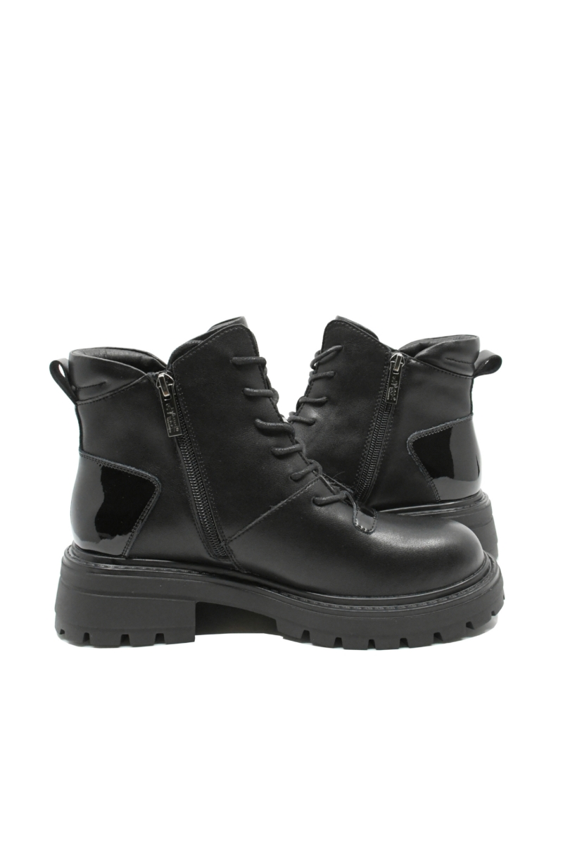 Imagine Ghete ankle din piele naturală negre, cu platformă OTR50013