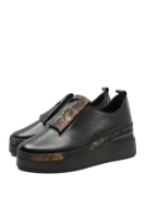 Imagine Pantofi slip-on cu talpa înaltă, negri din piele naturală MIR242325