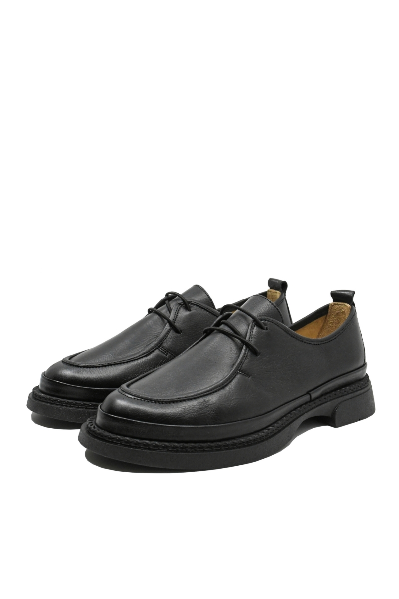 Imagine Pantofi damă oxford cu șiret, negri din piele naturală MIR181