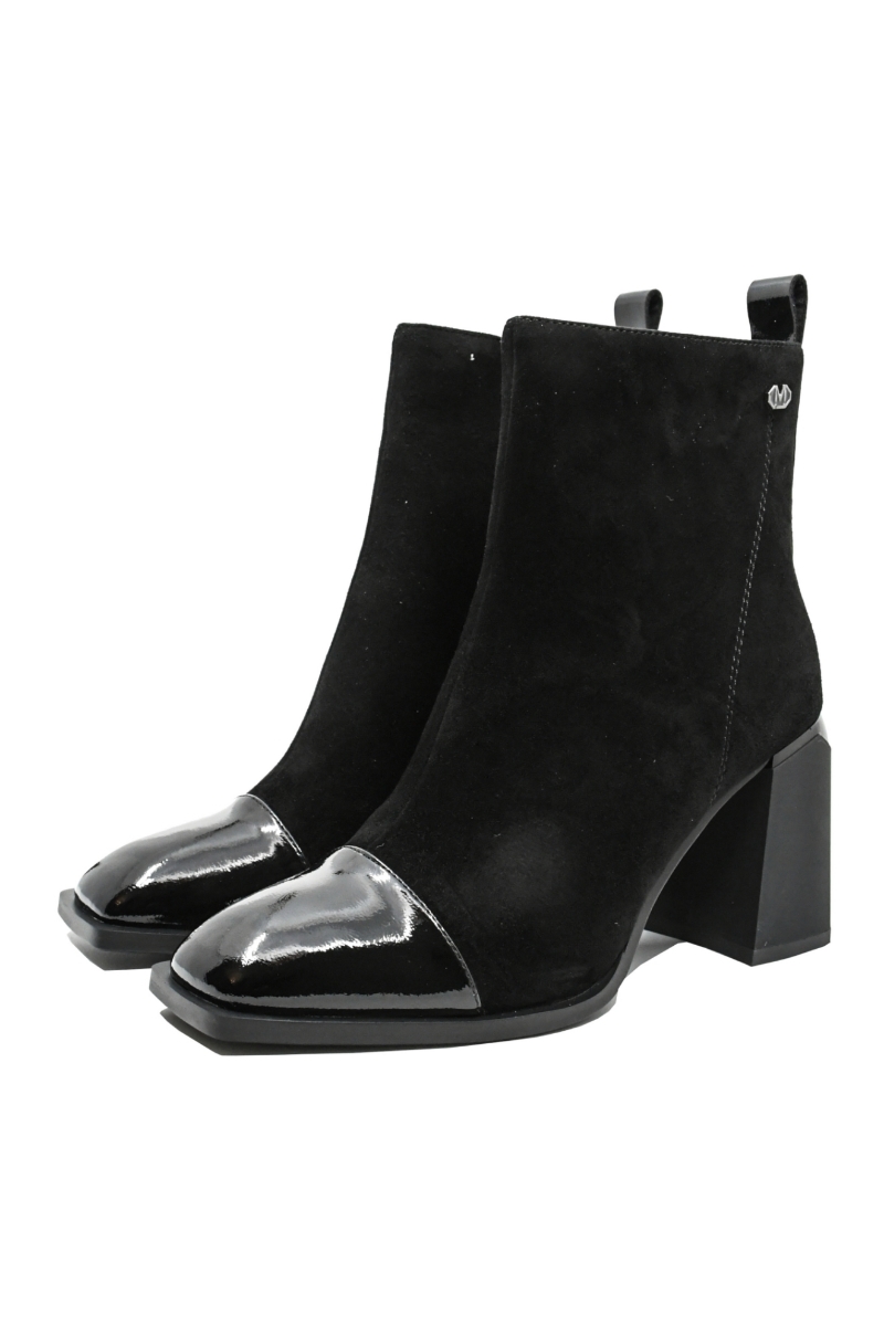 Imagine Botine damă negre, din piele întoarsă cu vârf din lac GOR2536