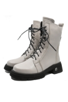 Imagine Ghete damă înalte, gri, din piele naturală cu șireturi lungi GOR2507
