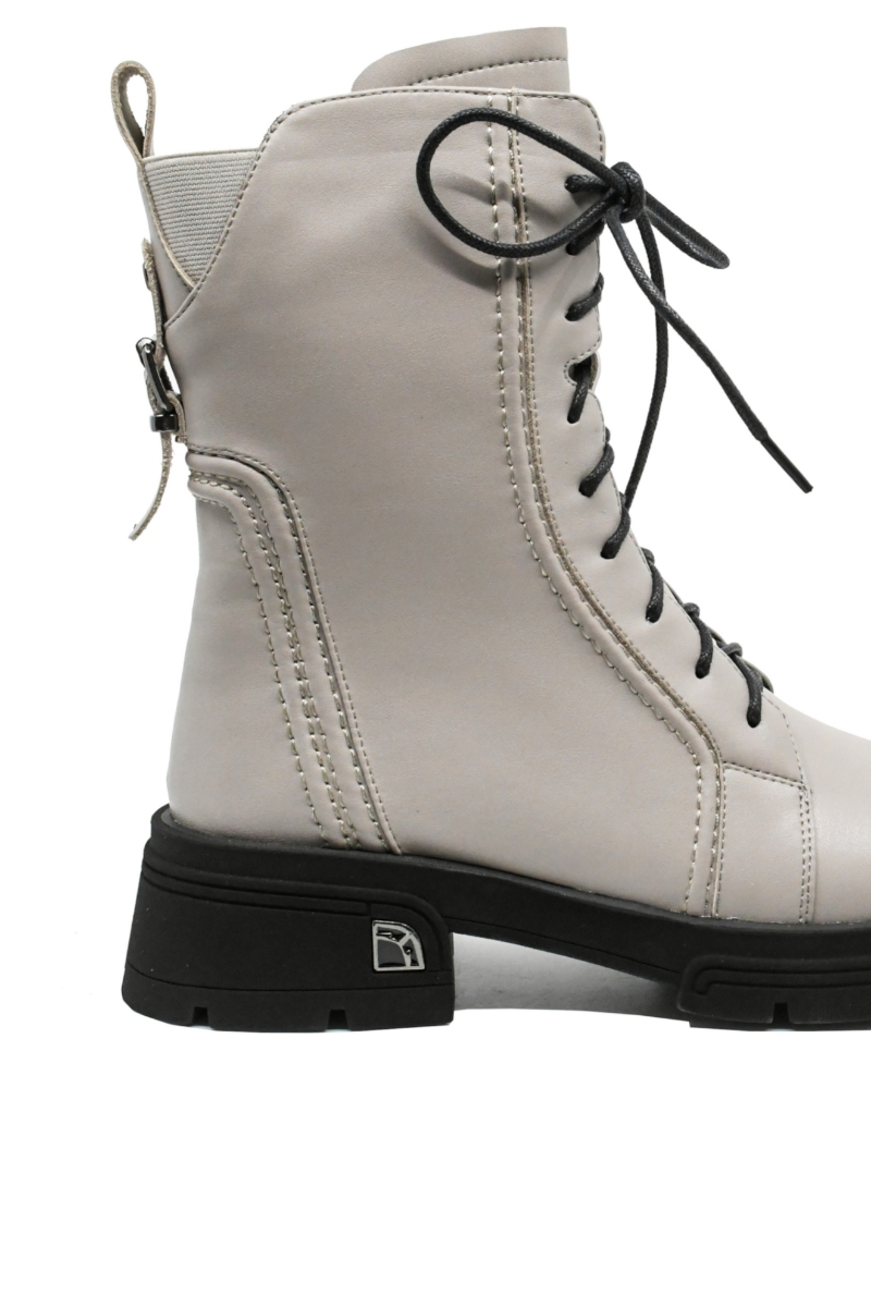 Imagine Ghete damă înalte, gri, din piele naturală cu șireturi lungi GOR2507