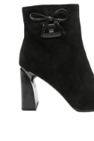 Imagine Botine damă înalte, negre, din piele întoarsă, cu fundiță decorativă GOR2575