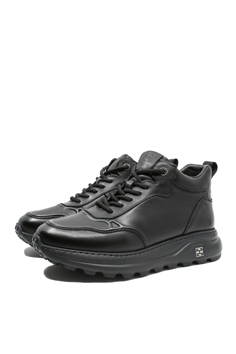 Imagine Ghete casual sport bărbați negre din piele naturală FNX6908