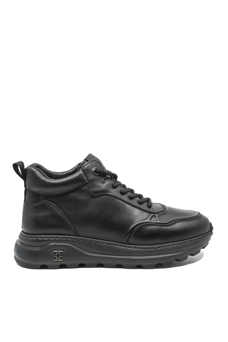 Imagine Ghete casual sport bărbați negre din piele naturală FNX6908