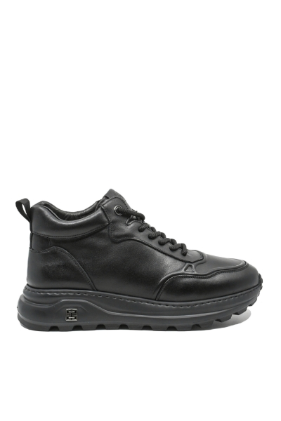 Imagine Ghete casual sport bărbați negre din piele naturală FNX6908