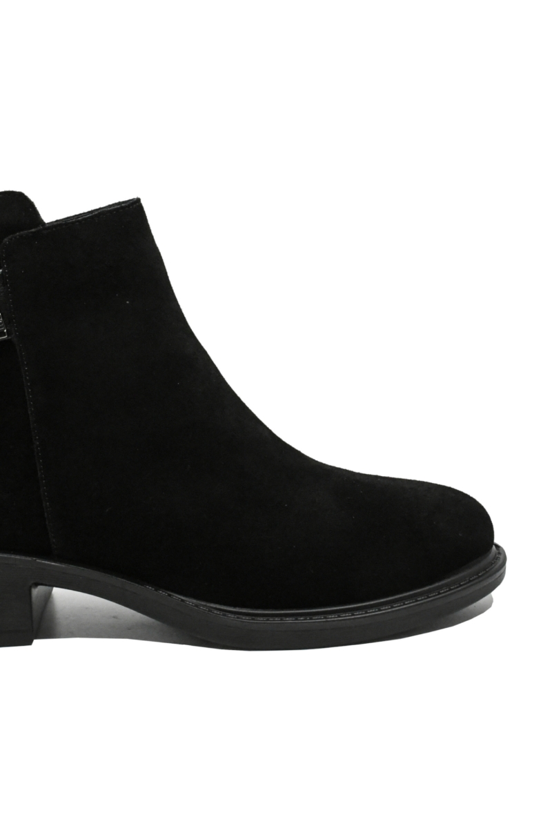 Imagine Botine până la gleznă, negre, din piele întoarsă FNX52131