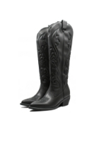 Imagine Cizme damă ciocate negre din piele naturală cu carâmb brodat GOR2765