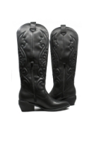 Imagine Cizme damă ciocate negre din piele naturală cu carâmb brodat GOR2765