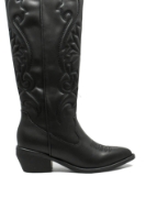 Imagine Cizme damă ciocate negre din piele naturală cu carâmb brodat GOR2765