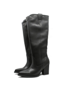 Imagine Cizme damă ciocate negre din piele naturală cu toc înalt GOR29801