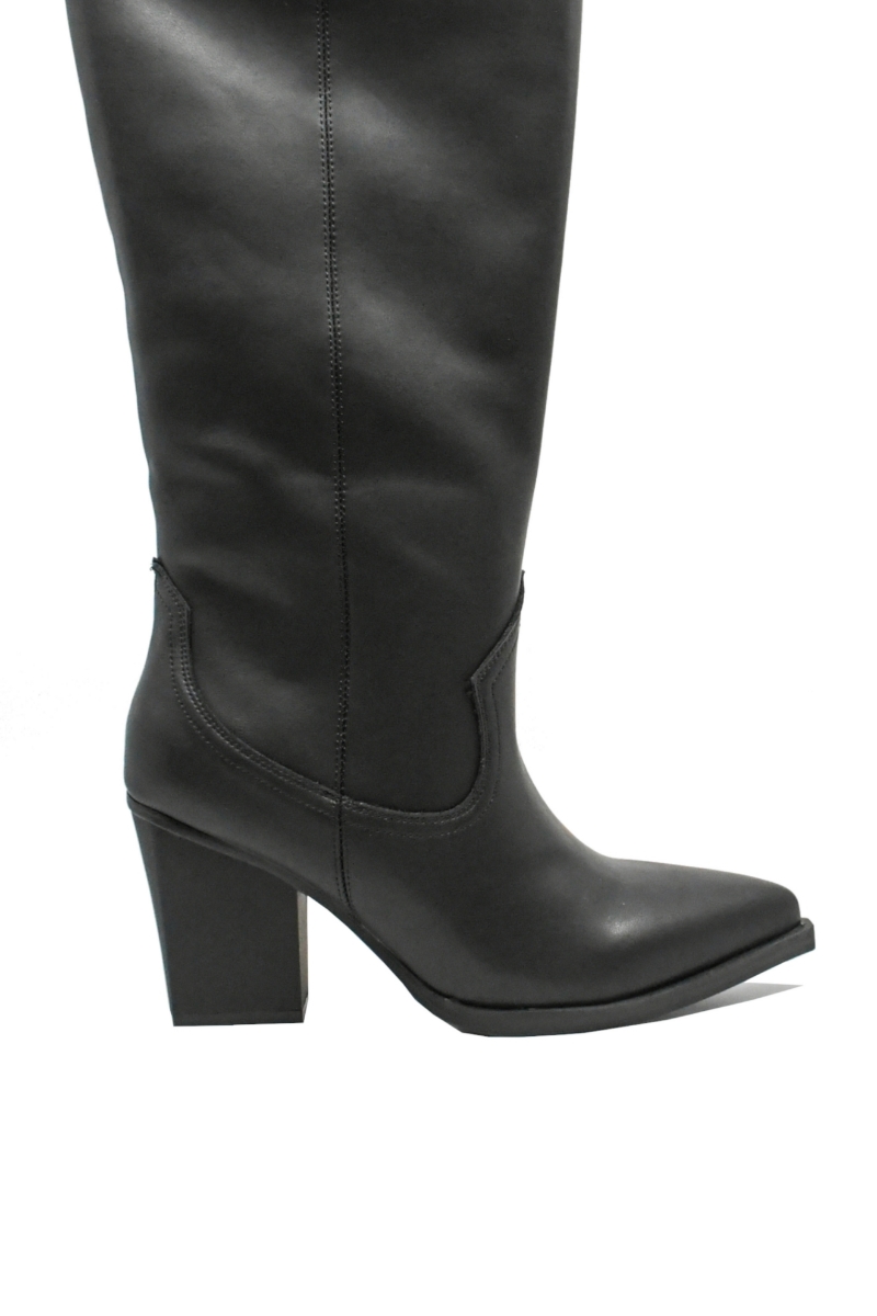Imagine Cizme damă ciocate negre din piele naturală cu toc înalt GOR29801