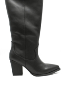 Imagine Cizme damă ciocate negre din piele naturală cu toc înalt GOR29801