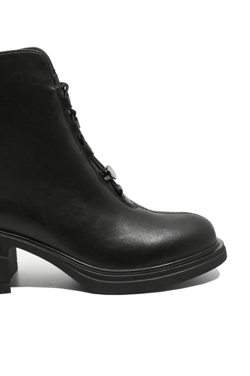 Imagine Ghete damă cu șireturi decorative, negre, din piele naturală GOR11239