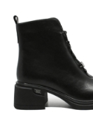 Imagine Ghete damă cu șireturi decorative, negre, din piele naturală GOR11239