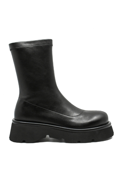 Imagine Ghete damă cu platformă negre, din piele naturală GOR3691