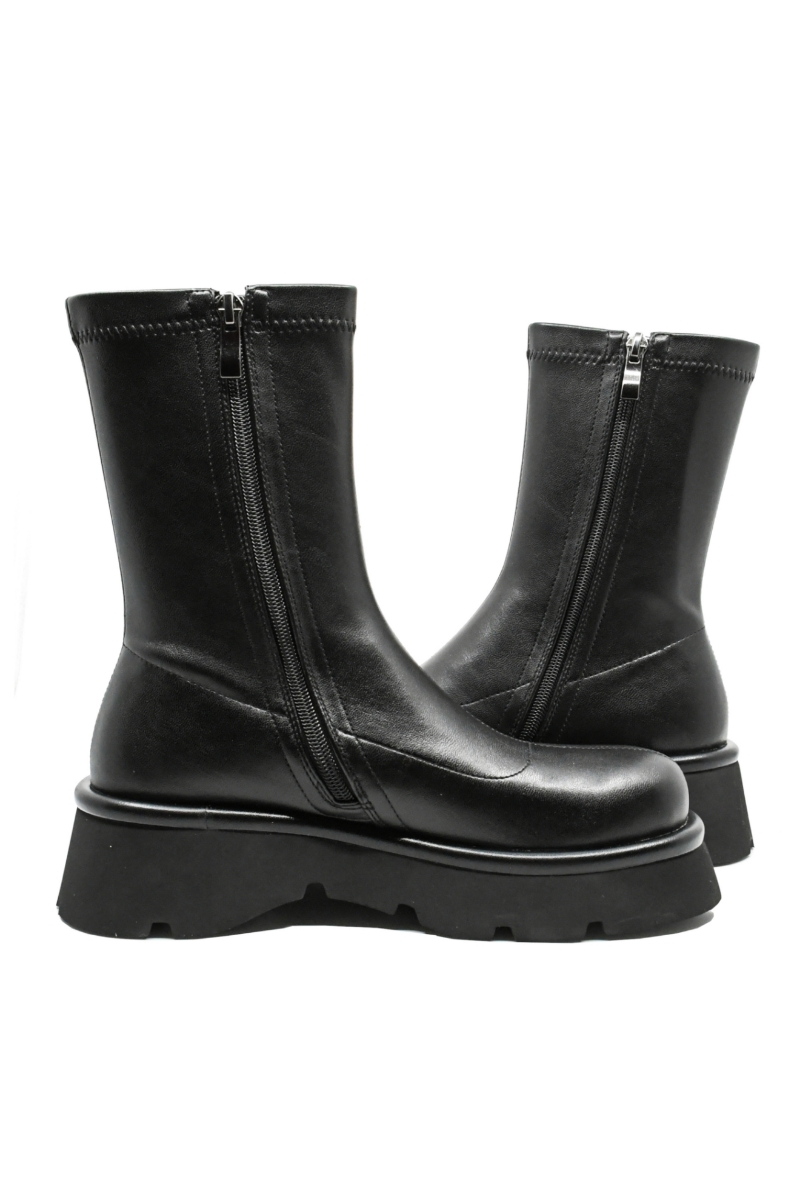 Imagine Ghete damă cu platformă negre, din piele naturală GOR3691