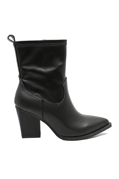 Imagine Ghete damă ciocate cu toc înalt, negre, din piele naturală GOR29802