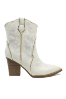 Imagine Ghete damă ciocate brodate, albe, din piele naturală GOR2460