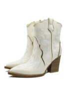 Imagine Ghete damă ciocate brodate, albe, din piele naturală GOR2460