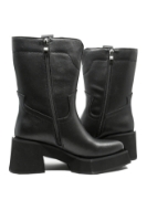 Imagine Ghete damă cu platformă și toc masiv negre, din piele naturală GOR305